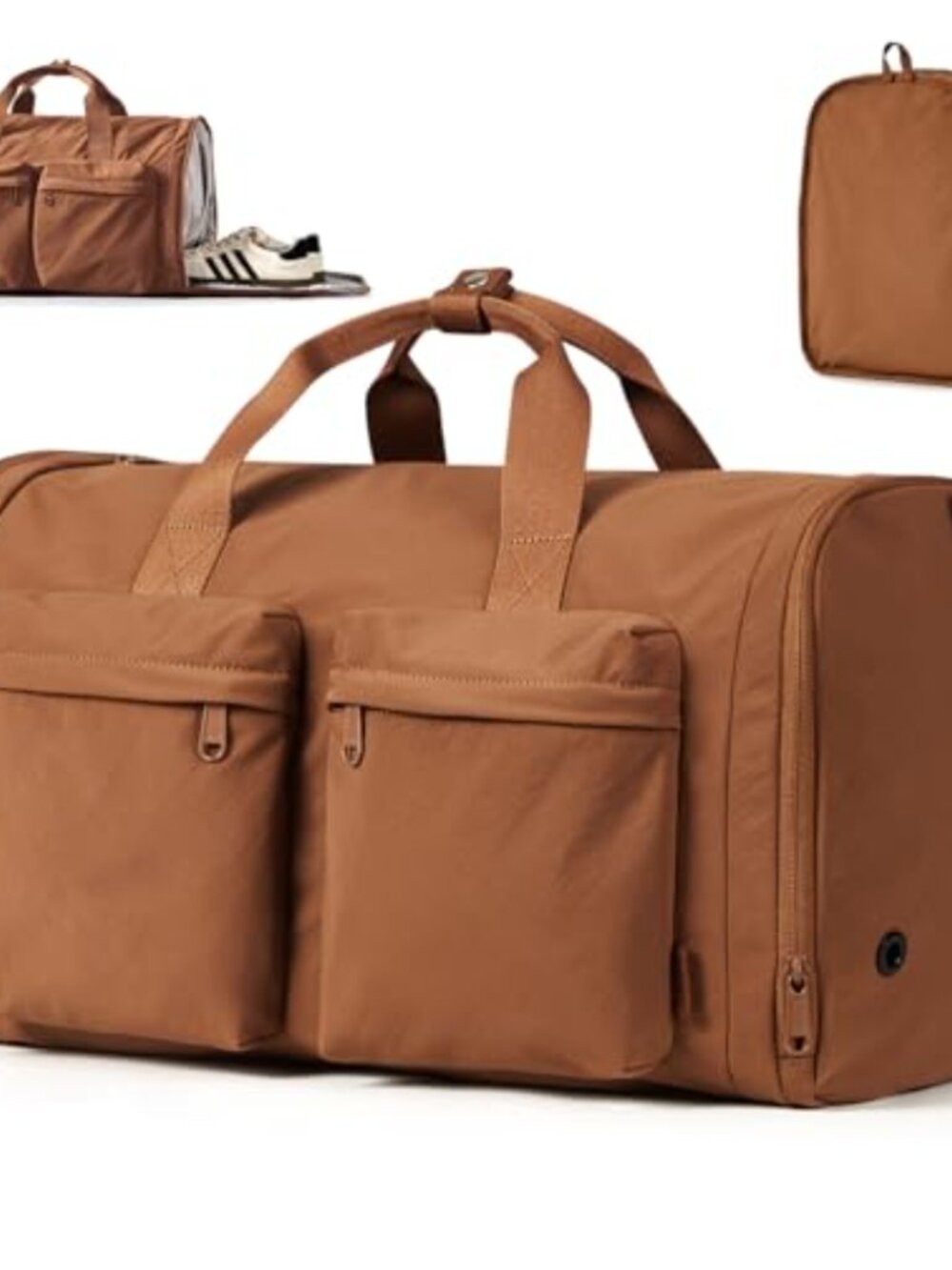 Foldable Gym Duffel Bag with Shoes Compartment Travel Carry On Tote Nylon